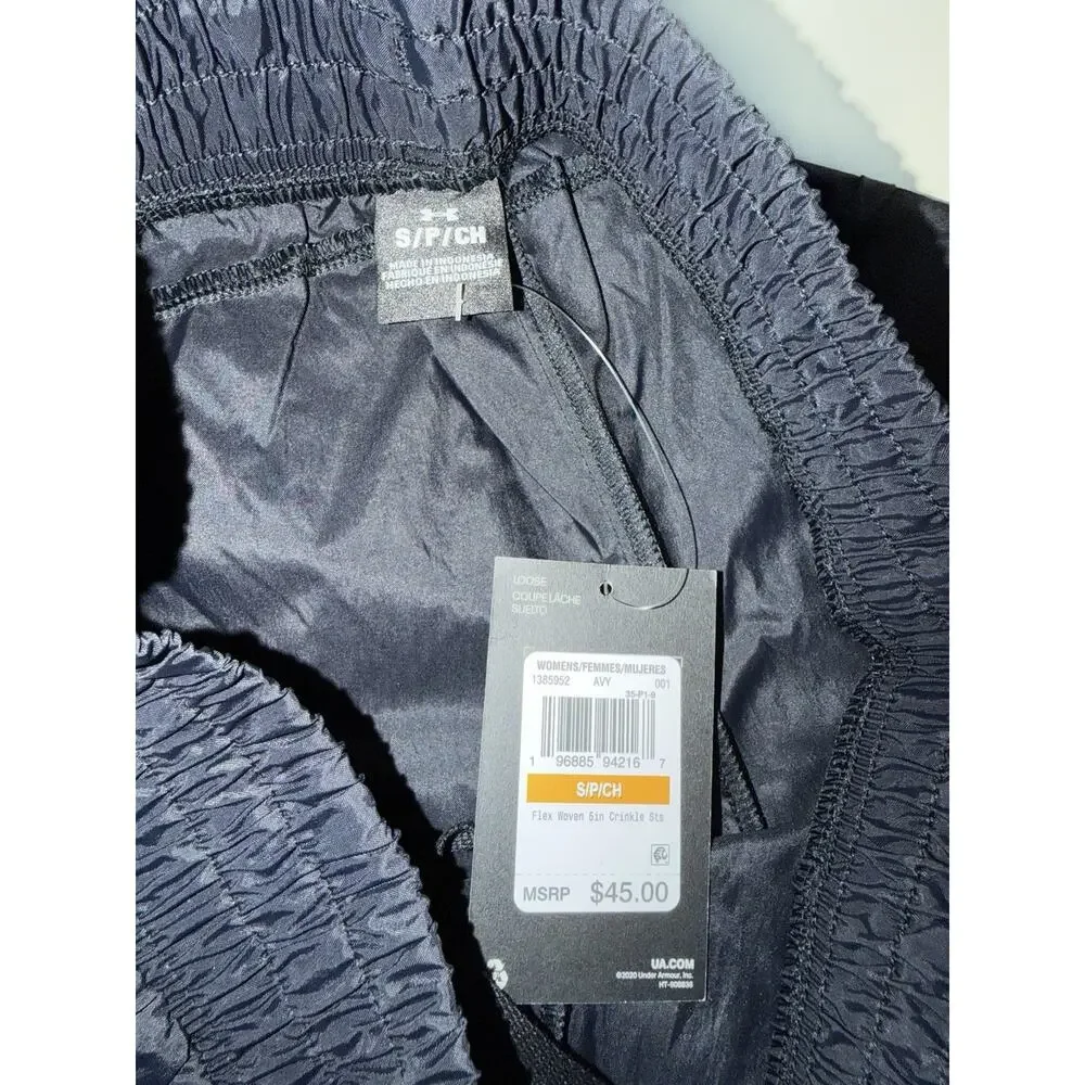 NWT Under Armour Women’s Navy Flex Woven 5 Inch Crinkle Shorts Small - Picture 5 of 5